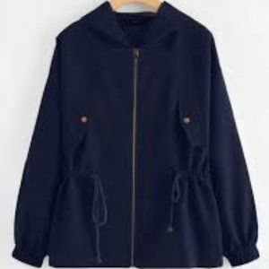 Drawstring Waist Hooded Jacket